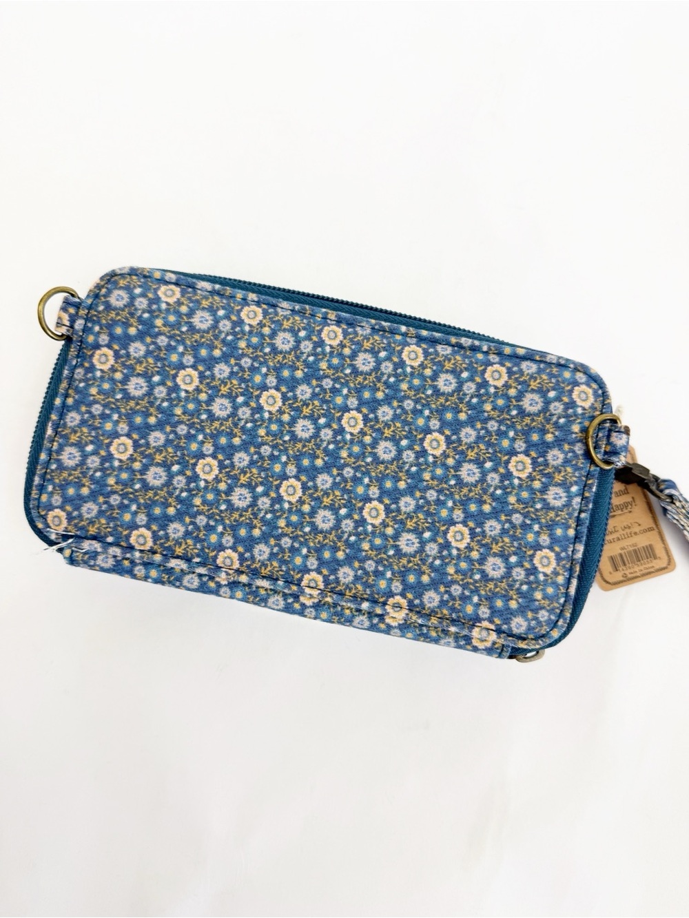 Natural Life Crossbody Wristlet Wallet Ditsy Floral Boho Bohemian Blue - Picture 5 of 12
